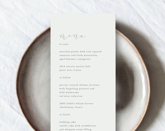 Modello di menu di nozze, menu stampabile, menu moderno, download istantaneo di menu minimalista, design di menu, modelli di menu eleganti, disegni di menu, EL