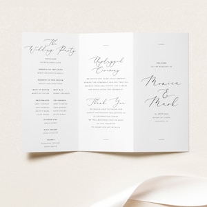 Church Wedding Program Template, Tri Fold Wedding Program, Order of Service, Catholic Wedding