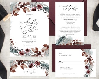 winter wedding invitation etsy