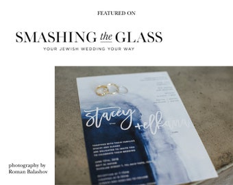 BILINGUAL Wedding Invitation Set, Ombre Blue Invitation, MODERN Printable Wedding Invitation Suite, Ocean Customizable Wedding Invites, WA