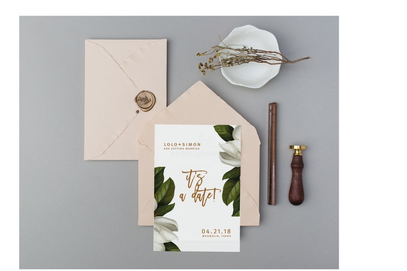 Magnolia Save the Date, Botanical, Southern Wedding, Georgia, Spring, SAVE DATE TEMPLATE, modèle de magnolia, Outdoor, Rustic, Garden, image 6