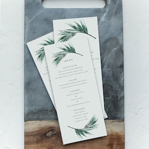 Tropical Wedding Menu Template, Watercolor Palm Menu Cards Instant Download, Beach Wedding Menu, Tropical Bridal Shower Menus, PL