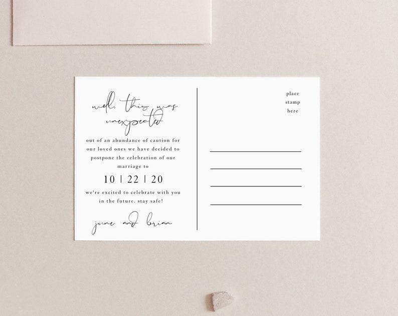 Minimalist New Date Announcement Template, New Date Wedding, Change of Plans Wedding, Same Wedding New Date, Wedding Reschedule, Same Party image 4