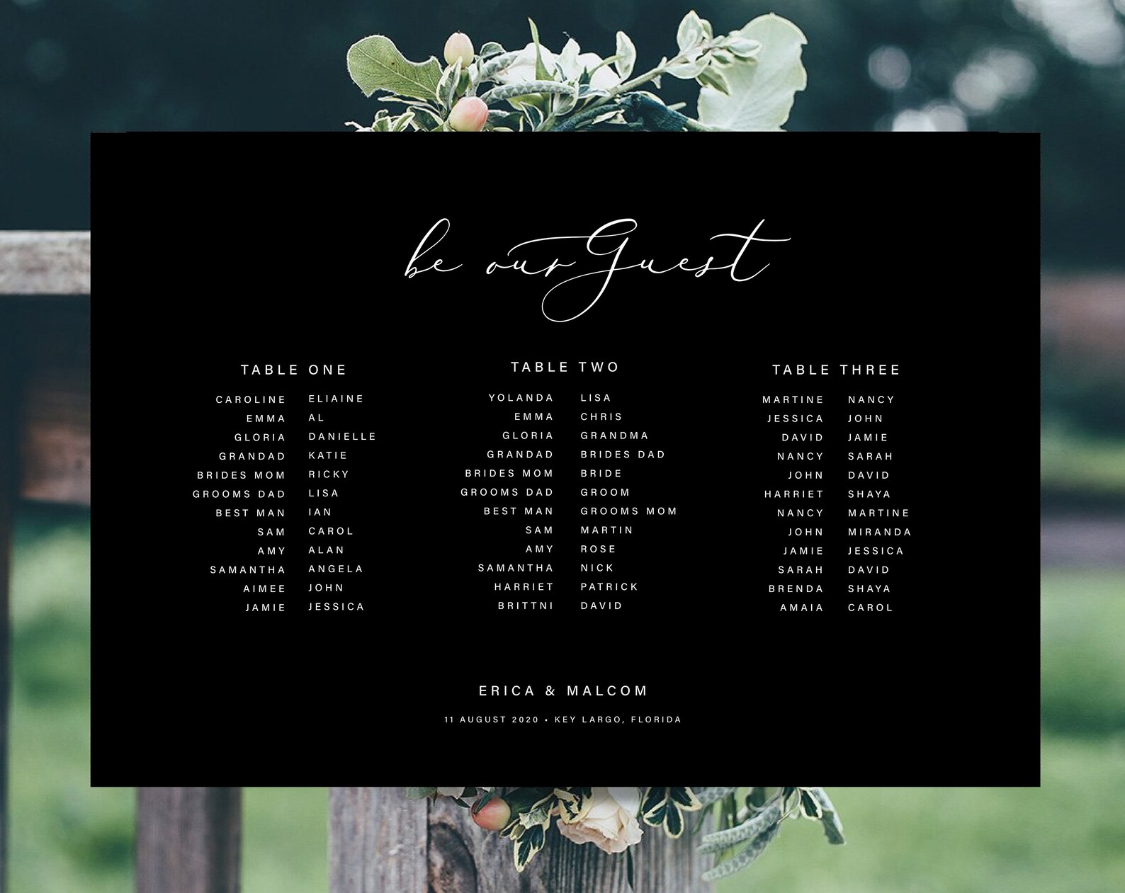 Wedding Seating Chart Template Black and White Seating Chart - Etsy