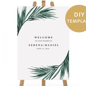 Tropical Wedding Sign Template Printable Wedding Welcome Sign Reception Sign beach Sign Palm Welcome Sign destination Wedding Ceremony Sign image 9