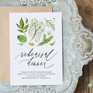 Greenery Wedding Rehearsal Dinner Invitation, Printable Rehearsal Invitation, Editable Rehearsal Invitation, Instant Download, G1