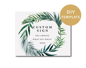 Tropical Editable Custom Text Sign| Instant Download, Editable, Printable| Baby Shower, Birthday, Party Signs| your text here| sign template