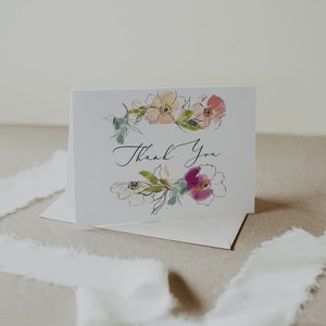 Peach Floral Thank You Card Template Thank You Card Printable Instant download Blush Pink Boho Floral Thank DIY Editable Template Templett