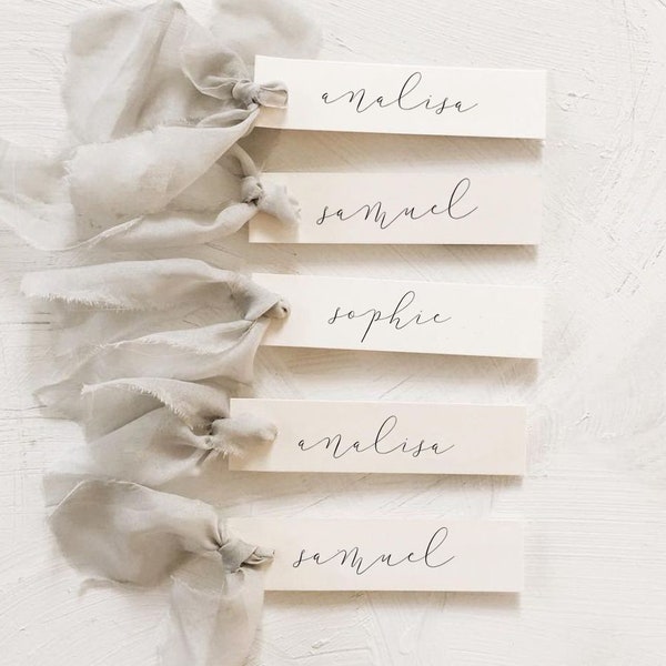 Slender Name Tag, Slim Wedding Place Card, Simple Place Card, Slim Place Name Cards, EL