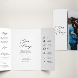 Simple Photo Wedding Gatefold Invitations, Printable Gatefold, Personalized Folded Wedding Invite, Script Wedding Gatefold Invitations, EC