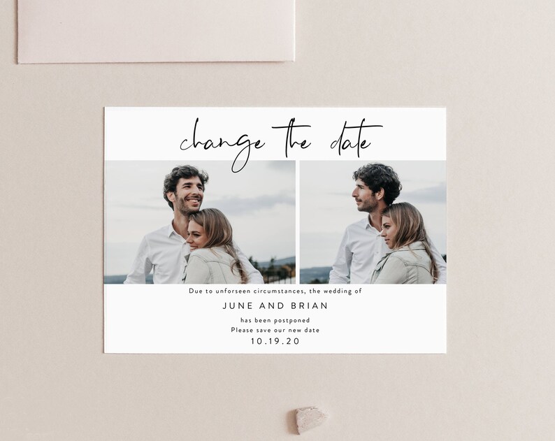 Photo UnSave The Date, Change Of Plans, Postponed Wedding Invitation Template, Text Message or Email Invite, Cancel Wedding Announcement image 10