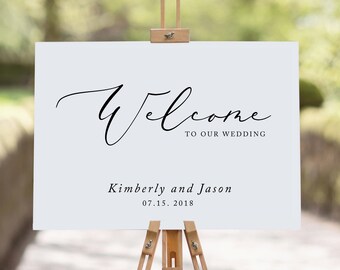 Printable Wedding Welcome Sign, Minimalist Wedding Welcome Template, Modern Welcome Sign