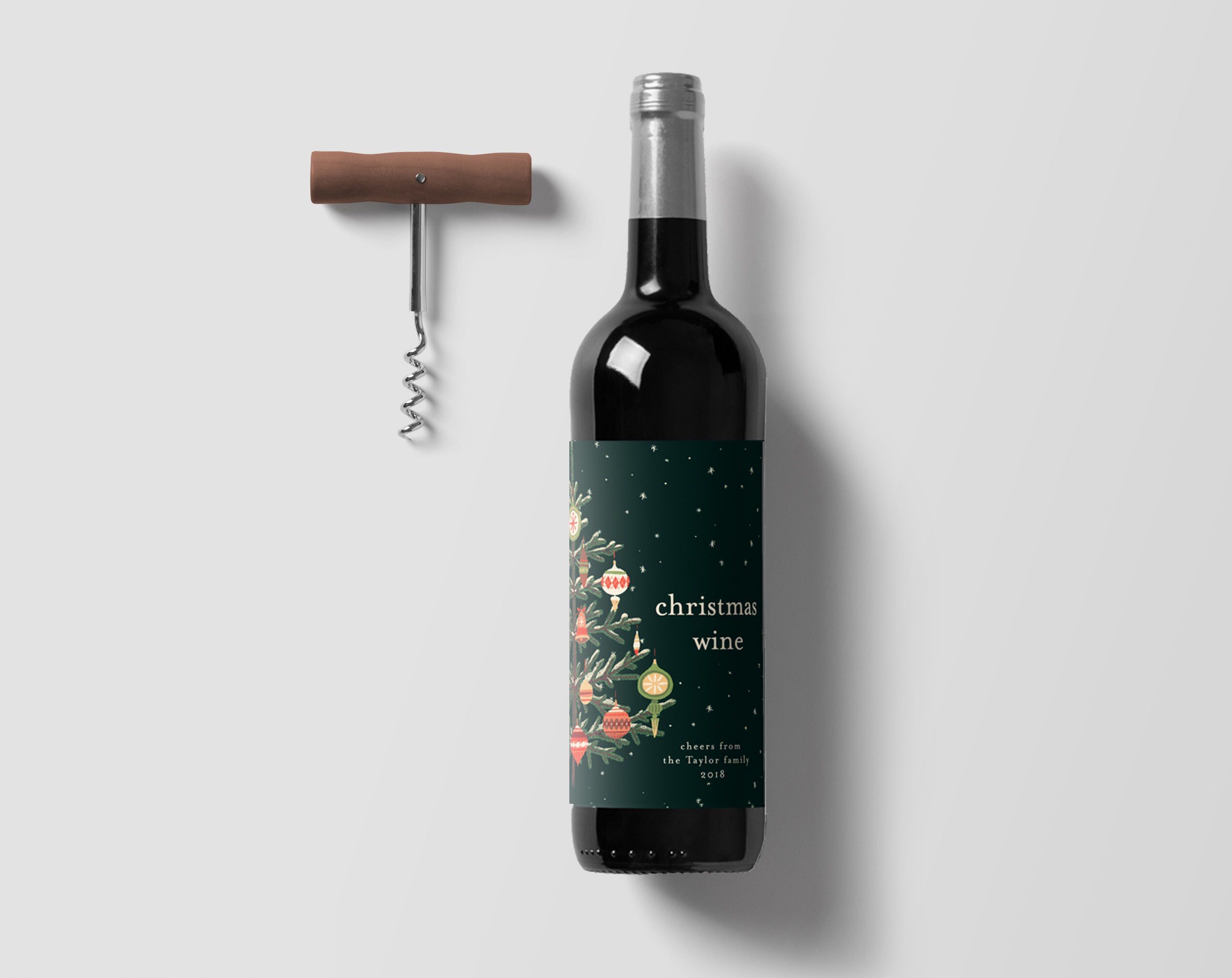 Holiday Wine Label Template Editable Christmas Wine Label | Etsy