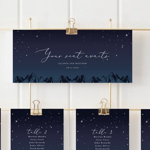 Sternennacht Hochzeit Sitzplan, Hochzeit Sitzplan, Gästeliste Sitzplan, Marineblau, CUSTOM DIGITAL Printable