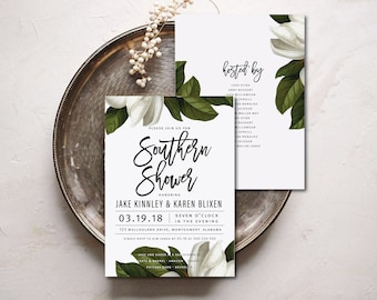 MAGNOLIA bridal shower template, diy template, instant download pdf, bachelorette party template, hen party template, southern brunch invite