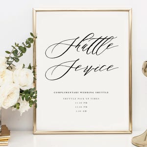 Wedding Shuttle Service Sign Template, Complimentary Shuttle Sign, Printable Wedding Shuttle Sign, Editable Shuttle Sign Wedding, EC imagem 10