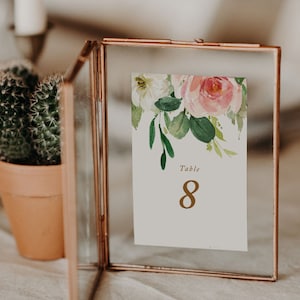 Instant download Table Number, Printable Table Number, Blush flower Wedding Table Numbers, Wedding Table Cards, floral Number Cards, BL