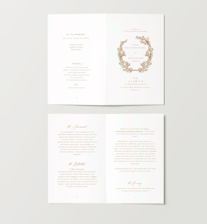 Classic Greek Orthodox Wedding Program Template, Customize, Download and Print, MM image 9