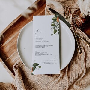 Editable Wedding Menu, Wedding Dinner Menu, Wedding Reception Menu, Floral Orange Menu Card, Wedding Menu Template,