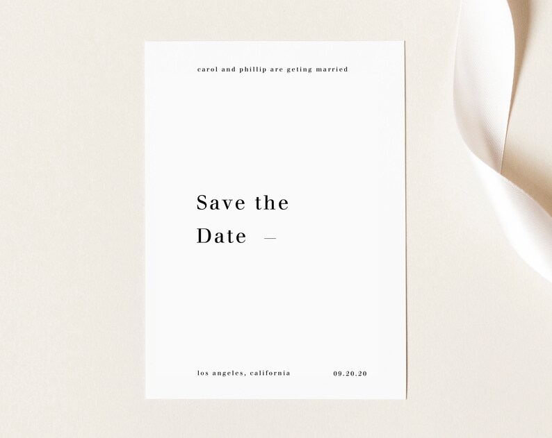 Modern Minimalist Save the Date, Wedding Save the Date, Electronic Save the Date Template, Save the Date, Save the Date Template, SM image 1