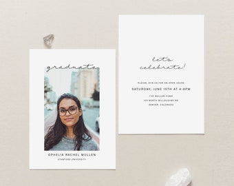 Editable Color Graduation Invitation and Announcement Printable Graduation Card - Instant Download Editable Template, GR