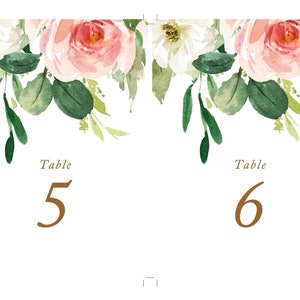 Instant download Table Number, Printable Table Number, Blush flower Wedding Table Numbers, Wedding Table Cards, floral Number Cards, BL image 10