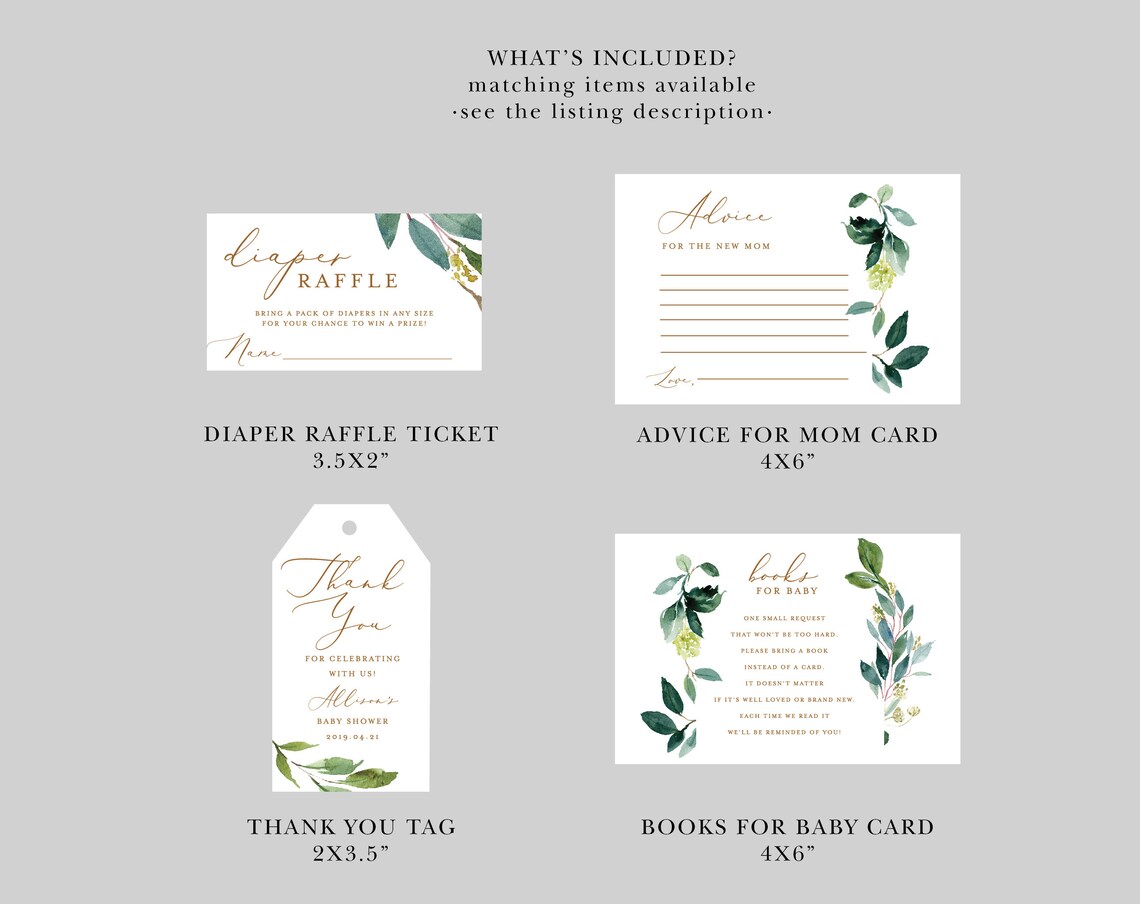 Baby Shower Insert Cards Printable Enclosure Card Set Books | Etsy