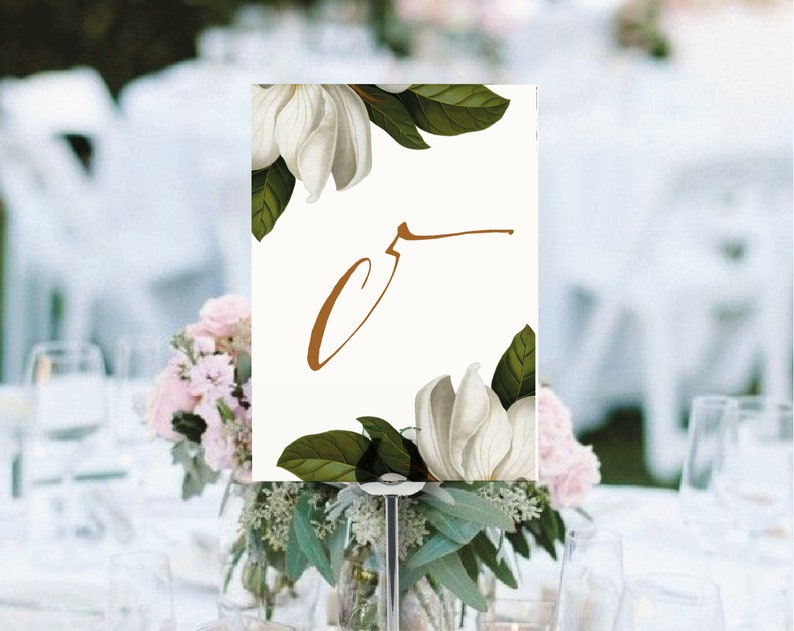 WHITE MAGNOLIA Instant Printable Table Number, Table Number, garden Wedding Table Numbers, Wedding Table Cards, botanical Number Cards image 10