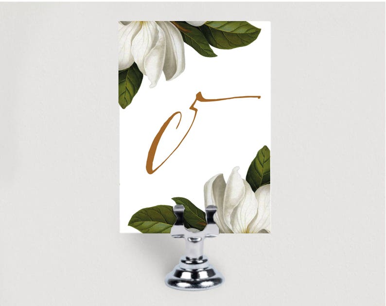 WHITE MAGNOLIA Instant Printable Table Number, Table Number, garden Wedding Table Numbers, Wedding Table Cards, botanical Number Cards image 4