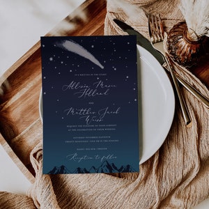 Starry night printable invitation template Constellation wedding invite Navy blue wedding invitation card Celestial wedding decor DIGITAL