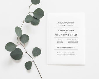 Printable Wedding Invitations, Wedding Invites, Wedding Invitation Template, Templett Wedding Invitations, Modern,  Simple, M1