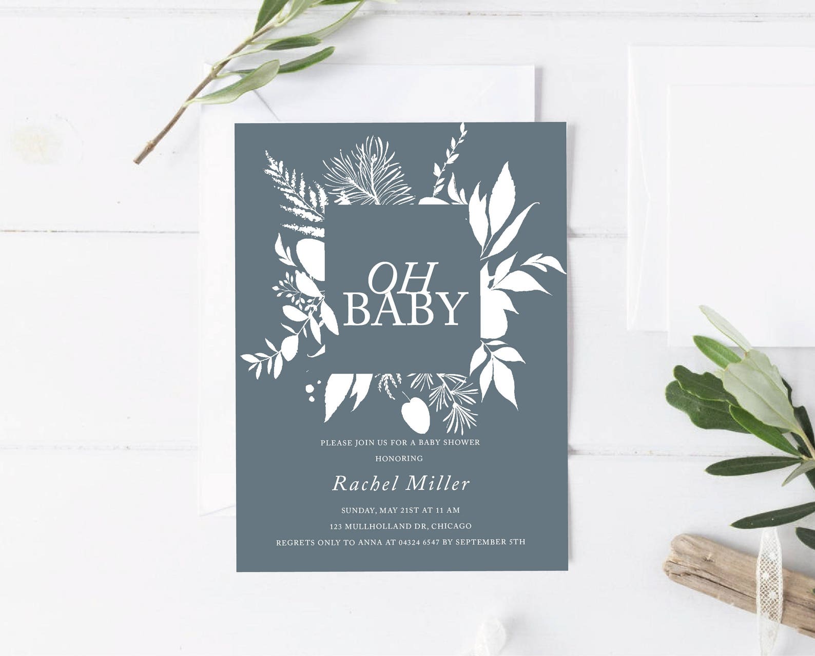 Gender Neutral Baby Shower Invitation Template Minimalist Etsy