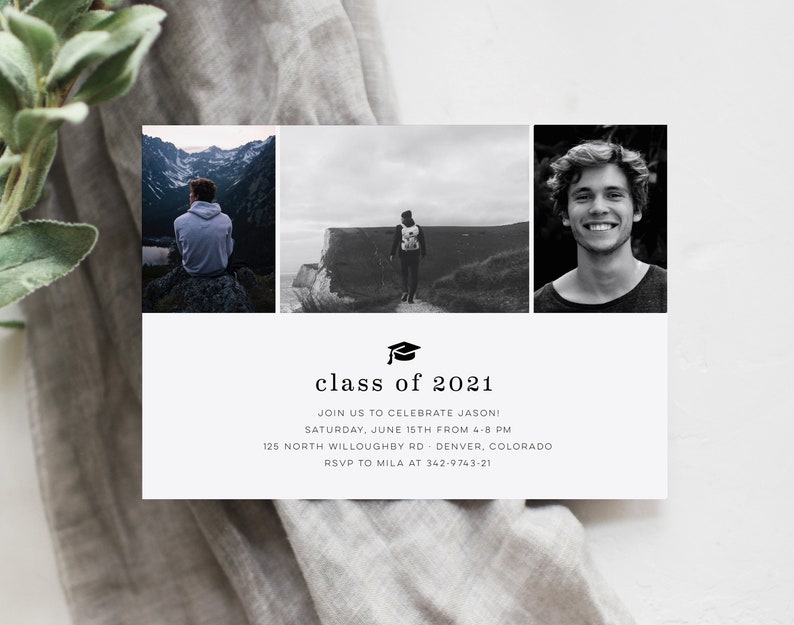 Editable Graduation Photo Card, Boy Graduation Announcement, 2024 Senior, Printable Grad Invitation Template, Templett, GR image 8