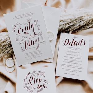 Wedding Invitation Template, Rustic Wreath, Printable Kraft Wedding Invite, RSVP, Instant Download, DIY, Digital Download, Editable