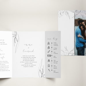 Simple Wedding Gatefold Invitation, Folded Wedding Invite, Elegant Wedding Invites, Script Wedding Gatefold Invitations , EL