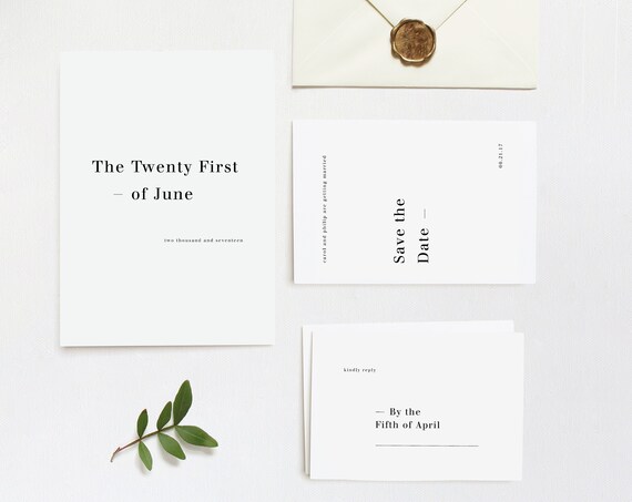 Minimalist Wedding Suite Diy Invitation Kit Printable Wedding Etsy