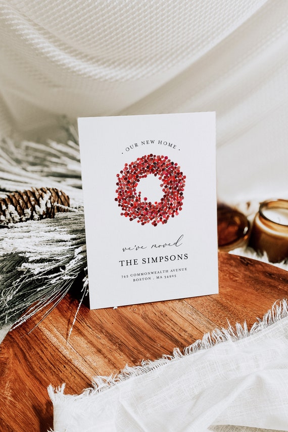 Christmas Moving Announcement Template, New Home Announcement, New Address Postcard Printable, We've Moved, Home sweet home Instant Download