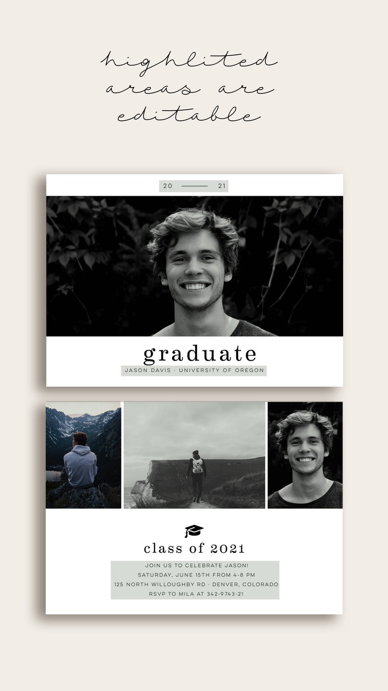 Photoshop Template, Graduation Announcement Card, Editable Graduation Card, Graduation Announcement Photoshop Card image 6