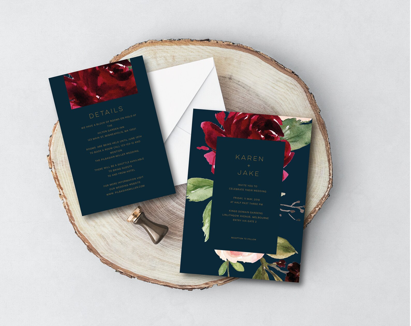 Navy Marsala Wedding Invitation Template Printable Burgundy - Etsy