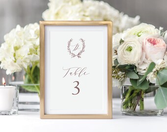 Table Number Template, 4x6, Instant Download Printable, Glam Monogram Table Numbers, C