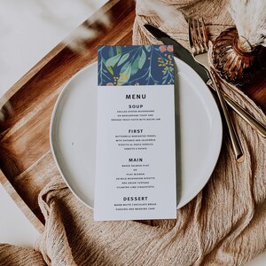 Floral Wedding Dinner Menu Template, Baby Shower Menu Printable, Bridal Shower Brunch Editable Menu, DIY Wedding Menu Card, Table Menu RG