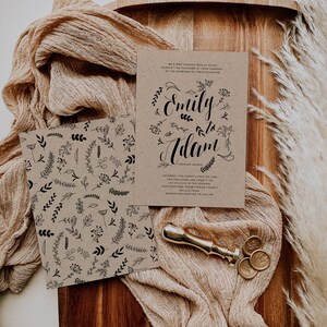 Modello di invito matrimonio rustico, invito stampabile, invito matrimonio, invito matrimonio Kraft, download istantaneo, modificabile online