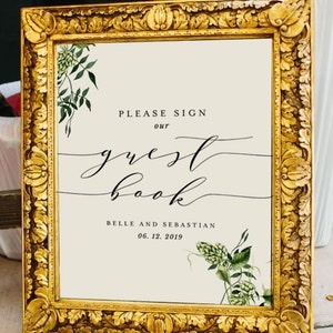 Printable Guest Book Sign Template, Modern Guestbook Sign, Rustic Guestbook Sign, Please Sign Our Guestbook, Editable Wedding Sign, Hops image 5