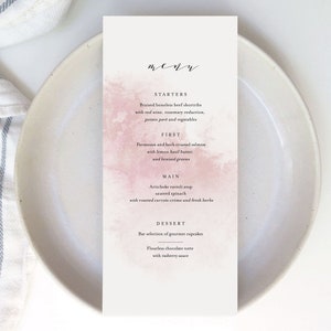 Pink, Printable Menu, INSTANT DOWNLOAD, Wedding Menu, DIY Printable Decorations, Templett, Editable Pdf, Food Menu, Watercolour, 画像 9