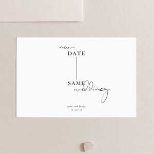 Minimalist New Date Announcement Template, New Date Wedding, Change of Plans Wedding, Same Wedding New Date, Wedding Reschedule, Same Party image 3