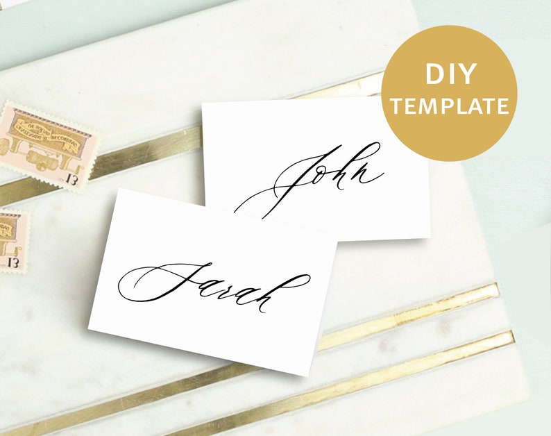 Wedding Name Cards Template, Editable Wedding Place Cards, Calligraphy Name Cards, Romantic Place Card Template, Printable Place Cards, EC image 8