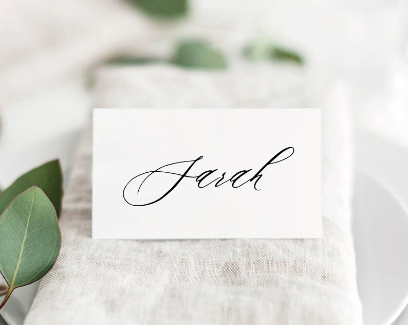 Wedding Name Cards Template, Editable Wedding Place Cards, Calligraphy Name Cards, Romantic Place Card Template, Printable Place Cards, EC image 7