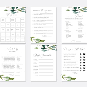 Leafy Greenery Baby Shower Game, Baby Word Scramble, Baby Shower Word Scramble, Greenery Baby Shower, Instant Download, Printable, G2 image 2