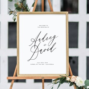 Welcome template, Wedding templates, Editable wedding sign template, Welcome to our wedding, Minimalist wedding signs, Calligraphy font image 4