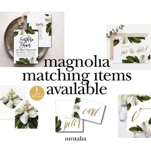 White Magnolia Bridal Shower Invitation, Botanical Floral, Wedding Shower, Baby Shower, Printable Invitation, WM image 8